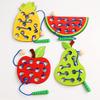 Wooden Lacing Plaything Educational Fruits Threading Activity Puzzles Learning Fine Motor Skill Car Travel Plaything Set For Toddlers Kids