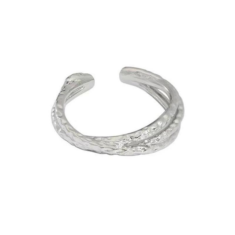 

New Arrival Geometric X-shaped Braided 925 Sterling Silver Jewelry Personality Interwoven Texture Opening Rings TYB442 серебряный