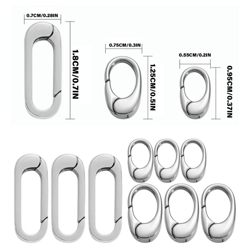 Set mit 9 eleganten ovalen Hummerklauenverschlüssen Edelstahl Schmuckverschlüsse Sichere Federringverschlüsse für Accessoires