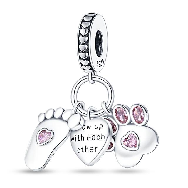 Pink Charm 100 %925 Sterling Silver Love Heart Cute Animals Koala Charms Bracelet Diy Jewelry Making
