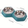 Double Bowl Pet Feeder Non Slip Base Durable PP Stainless Steel Easy Clean Food Water Dish for Cats Dogs