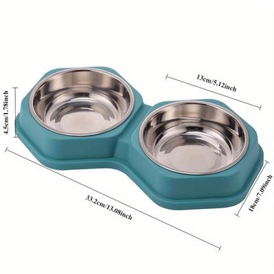 Doppelnapf-Futternapf für Haustiere, rutschfester Boden, robustes PP-Edelstahl, leicht zu reinigen, Futter- und Wassernapf für Katzen und Hunde