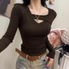 Coffee-Colored Stylish Women's T-Shirt - Sweet and Spicy Autumn/Winter Design