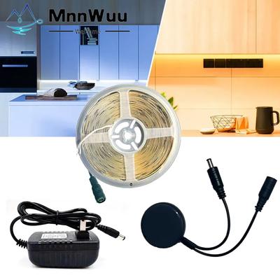 12V COB LED páskové světlo se stmívatelným prostupným dřevěným zrcadlem Akrylový bezdrátový ruční zametací dotykový senzorový spínač pro kuchyňskou skříň