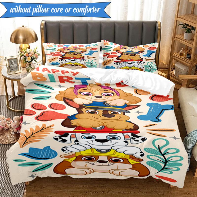 3PCS Paw Patrol: Heroic Rescue Bedding Set 2D Printing (Includes 1 Duvet Cover + 2 Pillowcases Coreless), Bedroom decor,Fan gift