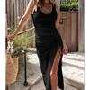 Abito gilet con spacco in vita sexy stampato in stile estivo per le donne