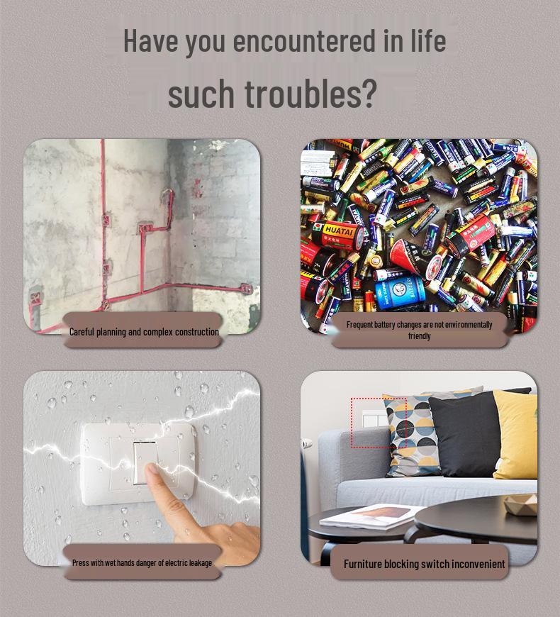 Battery-free, Waterproof, Self-powered Smart Switch; Wireless and Adhesive, Remote Control for Easy Household Use.
