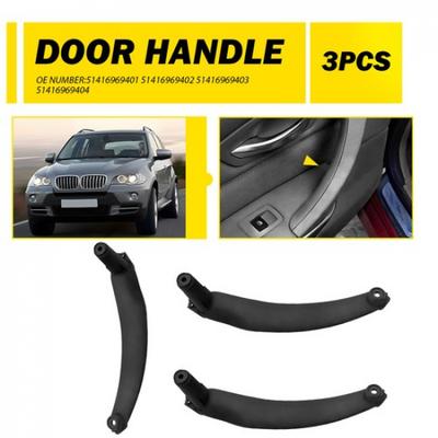 Fit BMW X6 E71 2008-2014 3PCS Black Inner Door Handle Panel Trim Pull Grab Cover