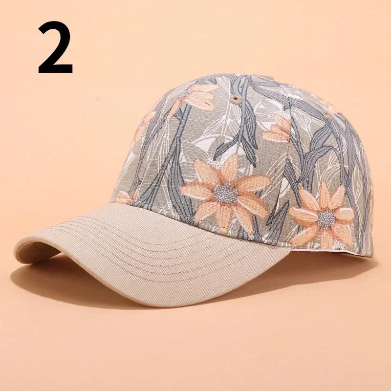 

Woman Fashion Flower Leaf Summer Sunshade Outdoor Sun Protection Print Baseball Fashion Tide Caps Accessories 2