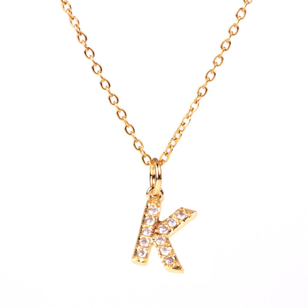New Diamond Clavicle Necklace with 26 Alphabet Pendants - Stylish European and American Jewelry