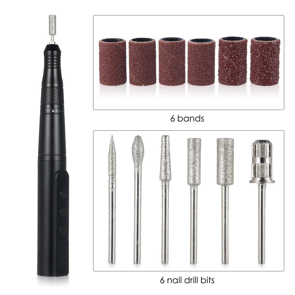 Sada elektrického laku na nehty 35000 ot./min. Nabíjecí pero na manikúru a pedikúru