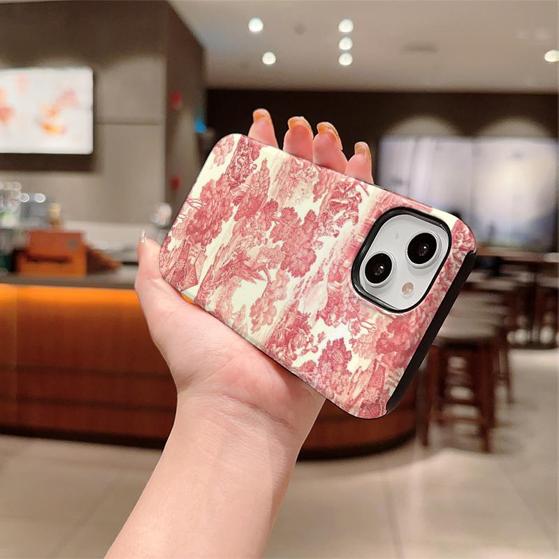 Classic Vintage Toile De Jouy Landscape Pattern Art Print Film Aesthetic Protective Shockproof Bumper Phone Case Cover For iPhone 14 1516 Pro Max Plus