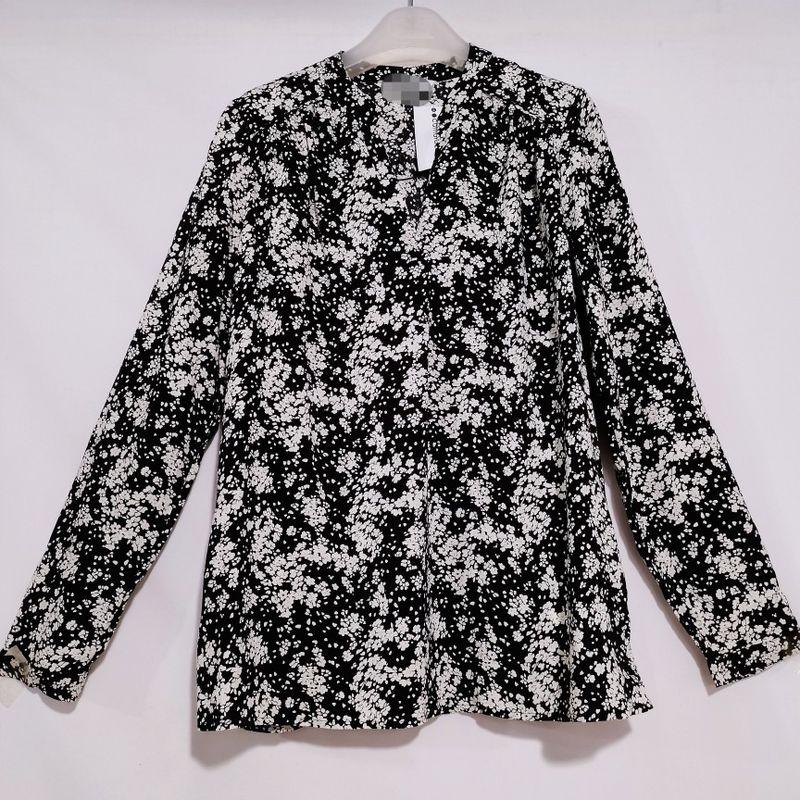 Export French Original Single Cut Label Cotton Silk V Neck Long Sleeves Pullover Shirt Female Printed Bottoming Shirt Professional White New