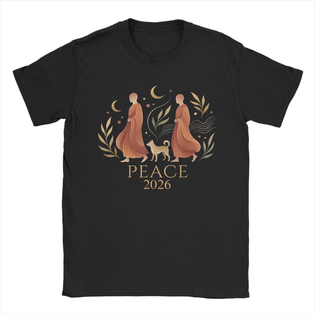 Mens Buddhist Monks Walk For Peace Aloka Dog T Shirt Cotton Clothing Novelty Short Sleeve Crew Neck Tees Gift Idea TShirt