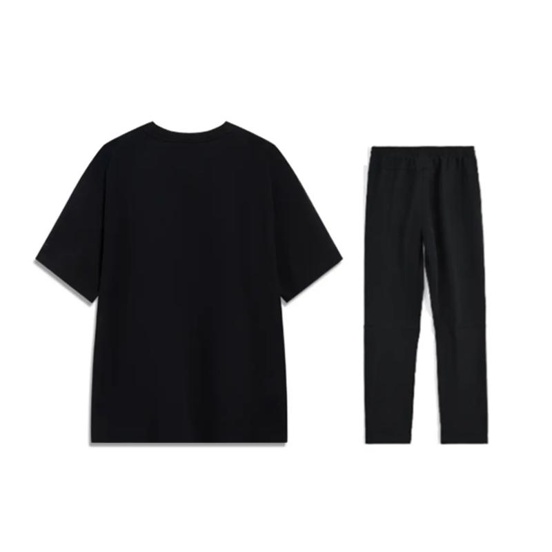 Li-Ning Summer Mens Short Sleeve Trendy Comfortable Fashion Versatile Classic Skin-Friendly Breathable Casual Sports Suit Men Suit AHSU805-1+AKLU881-1