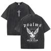 Camiseta Retro Fe Sobre Miedo Estampado de Paloma Salmos Casual Lavada Ropa Urbana Religiosa