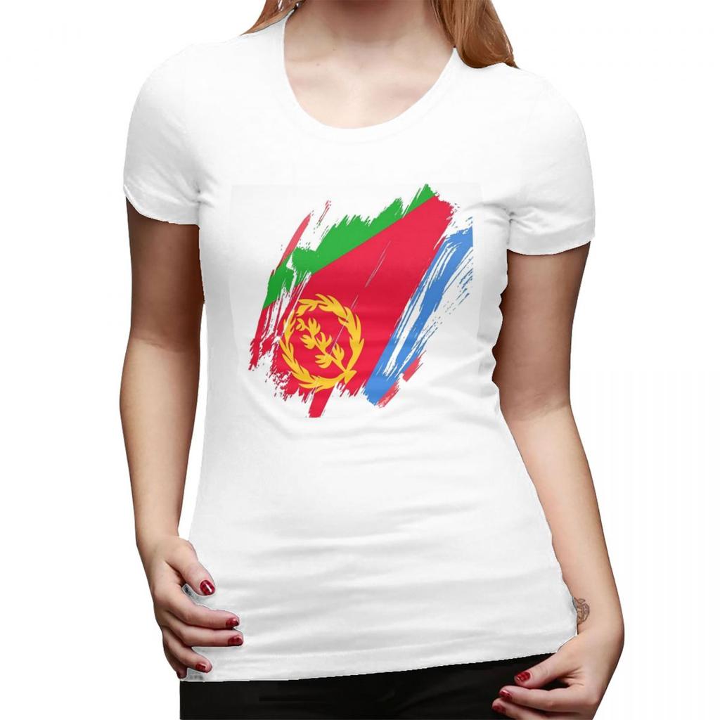 Eritrea Flagge Stolzes Eritreisches T-Shirt für Damen Rundhalsausschnitt Streetwear T-Shirts Damen T-Shirts Kurze Sommerkleidung Oberteile