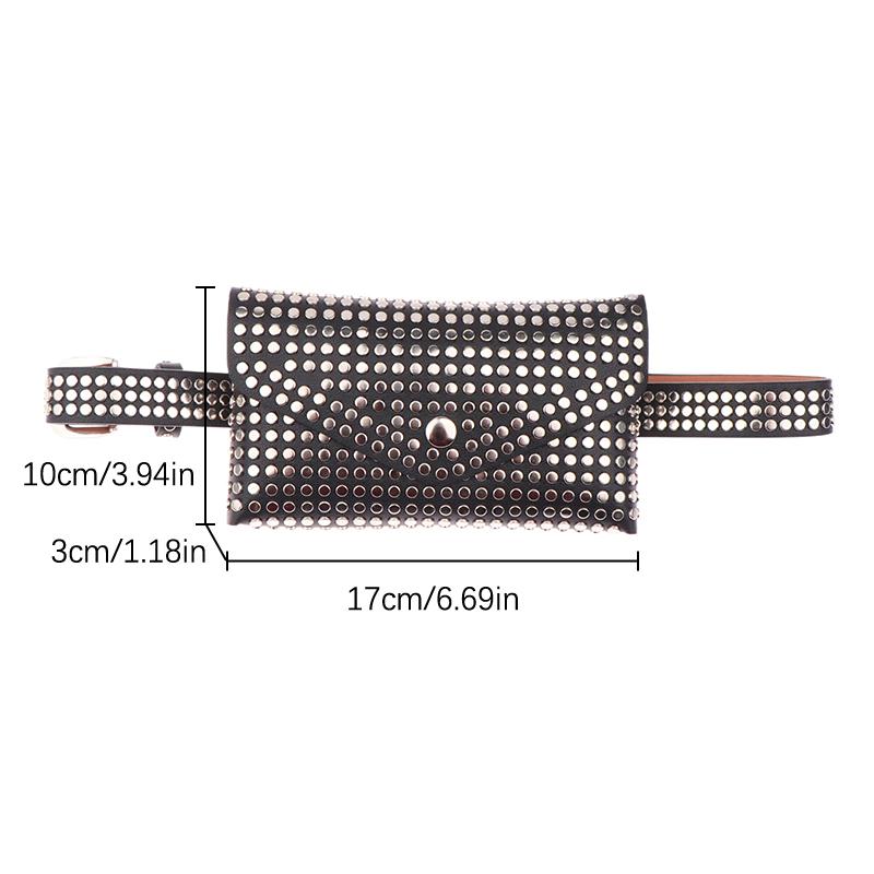  Luxury Rivet Waist Bag Pu Leather Chest Bag Trendy Punk Fanny Small Belt Bag Phone Bags Purse For Women Girls Gifts
