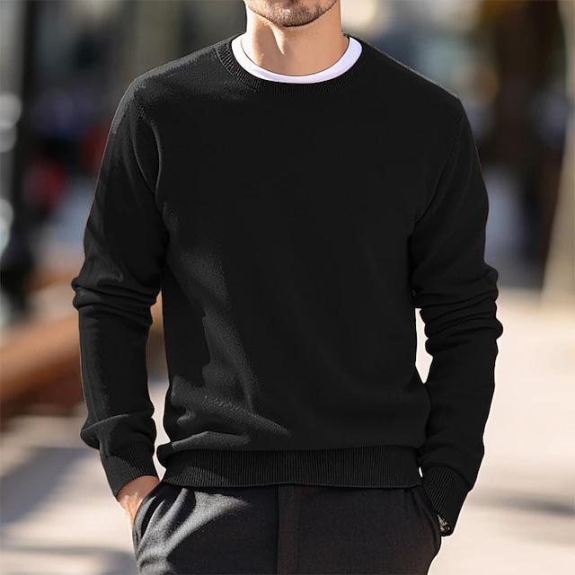 2024 Autumn/Winter Men's Round Neck European-American Knitwear Thin Wool Sweater
