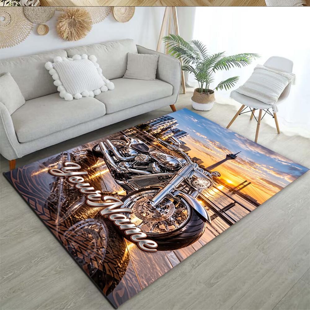 Harley-davidson Motorcycles Customize Your Name Floor Rug Office Rug Perfect for Outdoor Living Rooms Game Room Balcony Anti-slip Rug Decorate Offices
