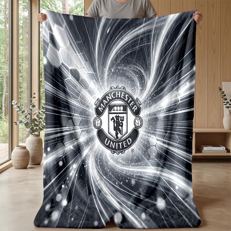 Manchester United Theme Blanket Soft Flannel Blanket Plush Throw Blanket Cozy Sofa Bed Blanket for Home Decor