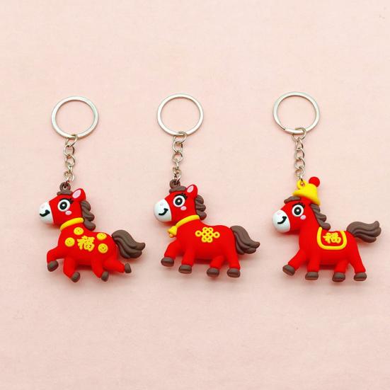 5/10Pcs 2026 Year of Horse Keychain Auspicious Cultural Design Chinese Zodiac Lucky Charms Backpack Pendant