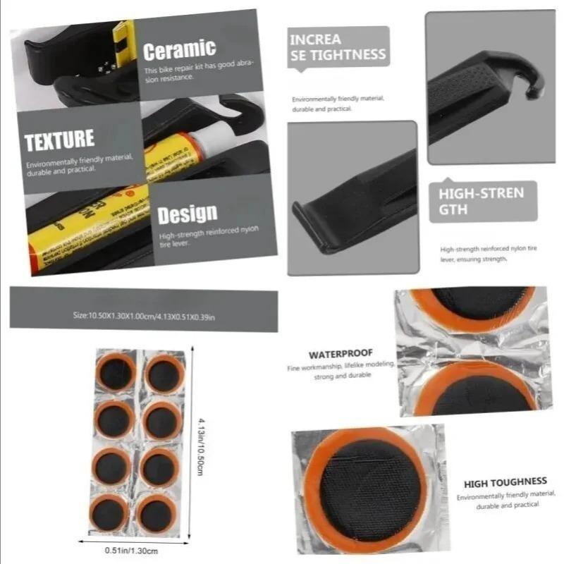 Universal Bike Tire Repair Kit Cycling Flat Tire Repair Rubber Patch Glue Lever Cycling No Glue Bicycle Inner Tube Puncture Tool