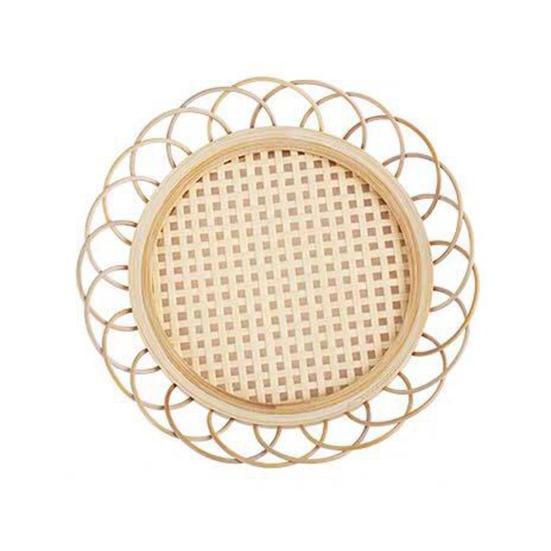 Rattan Coaster Retro Exquisite Bamboo Flower Shaped Coffee Boho Coasters Living Room