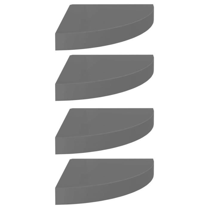 VidaXL Floating Corner Shelves 4 Pcs Glossy Grey 25x25x3.8cm MDF