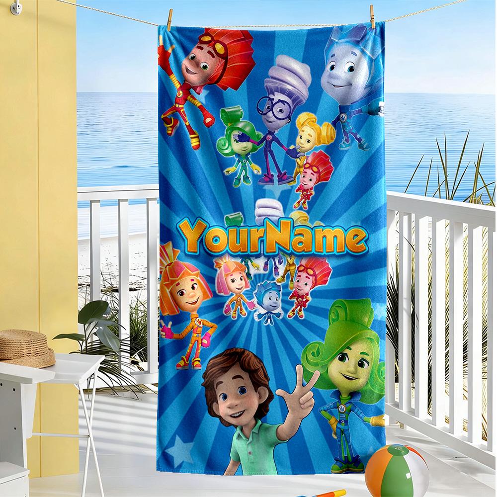 Fixies Personalized Name Beach Towel Quick-Dry Soft Microfiber Suitable for Sports Travel Swimming Yoga Bathroom Beach And Pool