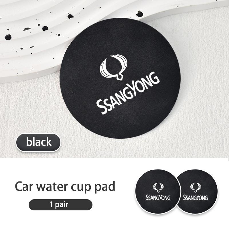 2pcs Suede Car Coaster Water Cup Drink Holder Mat Anti-Slip Pad For SsangYong Sport Korando Rexton Musso Chairman Turismo Nomad