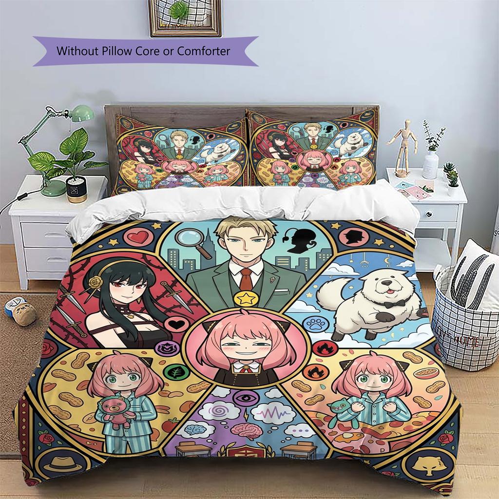 Anya Forger Pattern Bedding Quilt Set Quilt Cover Pillowcase Home Decoration Birthday Gift (1 * duvet cover + 2 * pillowcase, without core)