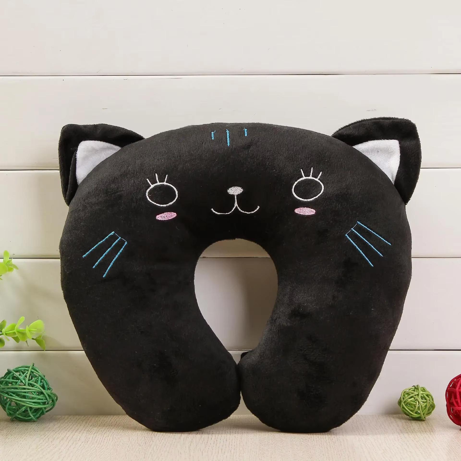 

Cute Cartoon Animals U Shaped Pillow Travel Car Head Neck Rest Pillow Support Head Rest Cushion Panda Cat Bear Rabbit Pig чёрный