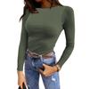 Women's Autumn And Winter Slim Bottom T-shirt Fashion Casual Solid Color Round Neck Pullover Long Sleeve Top