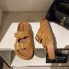 2025 Summer New Platform Sandals with Buckle Sandals Fashionable Korean Version Wear Birkenstock Plus Size Sandals