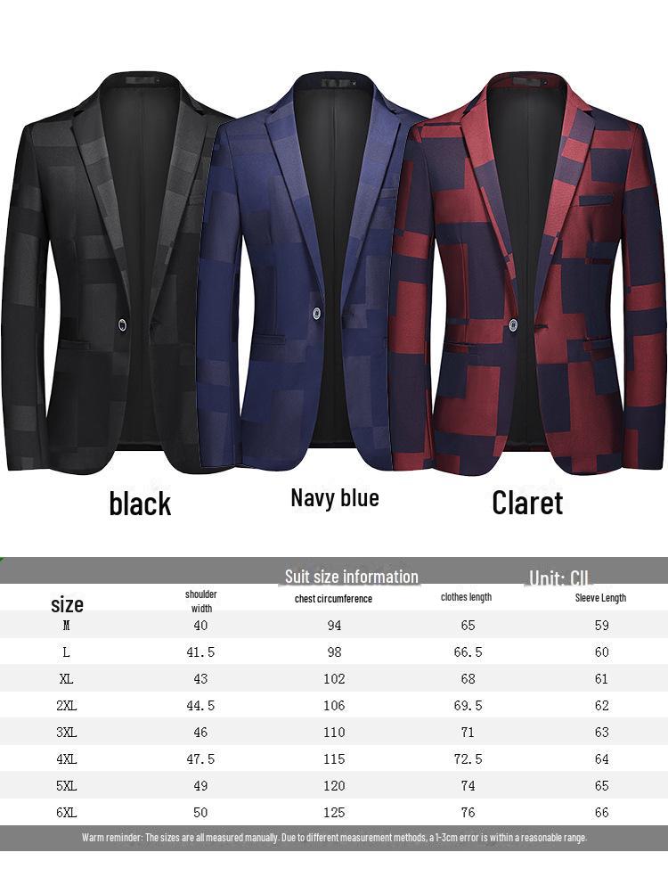2022 Men's Slim-Fit Jacquard Suit: Large Size Casual, Wedding & Nightclub
