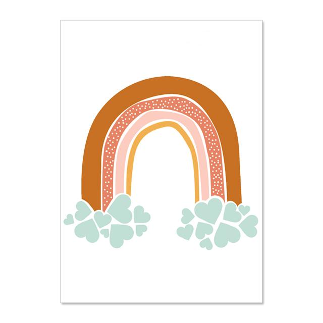 Nordic Rainbow Clouds Moon Cactus Prints And Posters Wall Art Canvas Paiting Wall Pictures For Living Room Home Décor No Frame