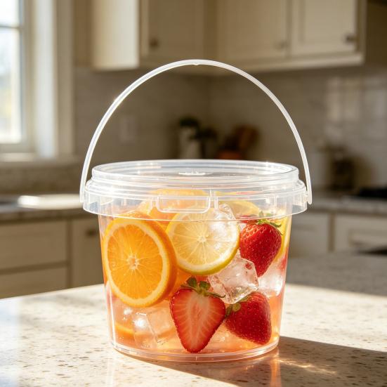 Leakproof Food Containers 2PCS Round Buckets, with Lid And Handle Disposable Containers, Moisture Proof Jars Stackable Food-grade Plastic Storage