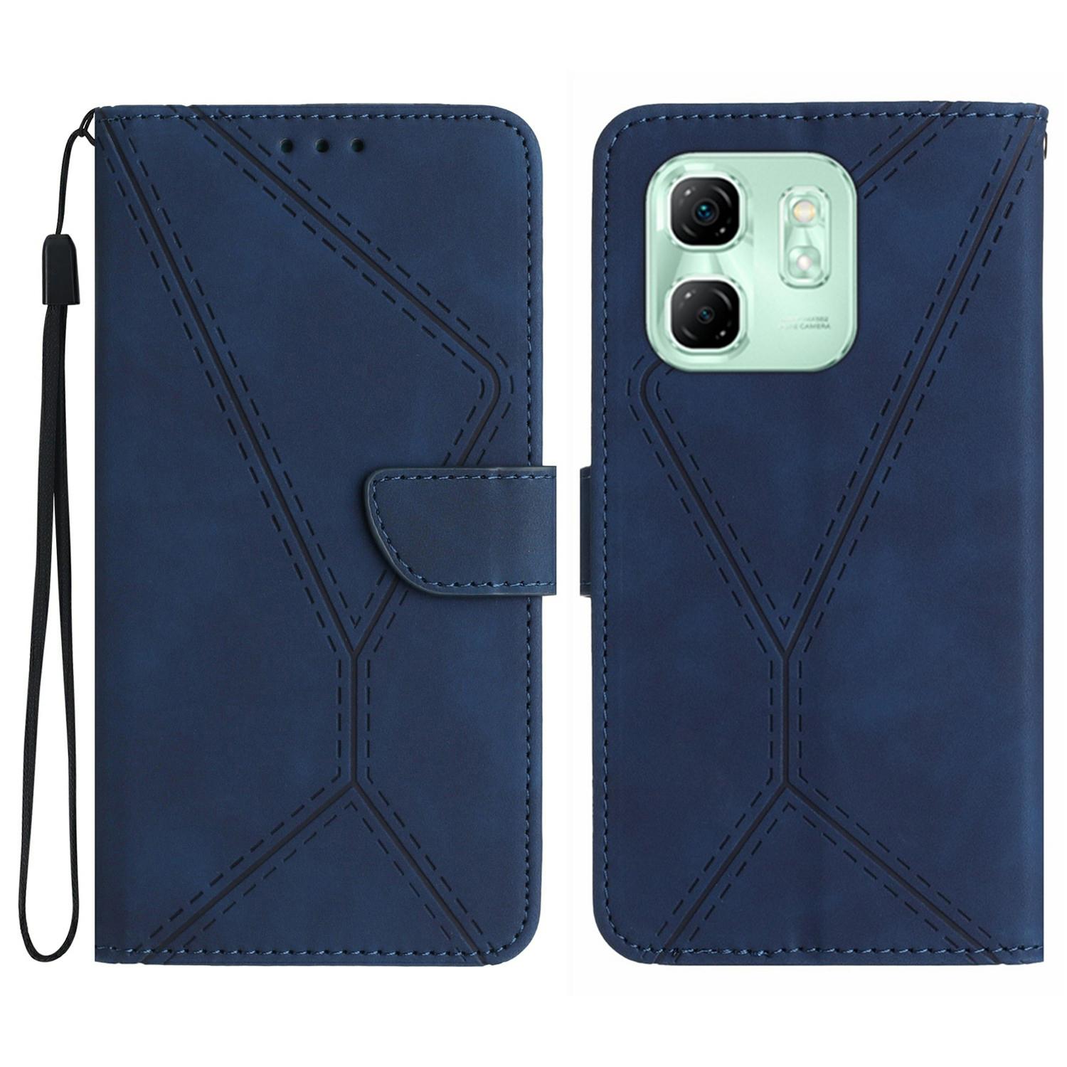 

Чохол для телефону для Infinix Hot 50i 4G X6531/Smart 9 HD 4G/Smart 9 4G Шкіряний чохол-книжка з PU шкіри з тисненням ліній Blue