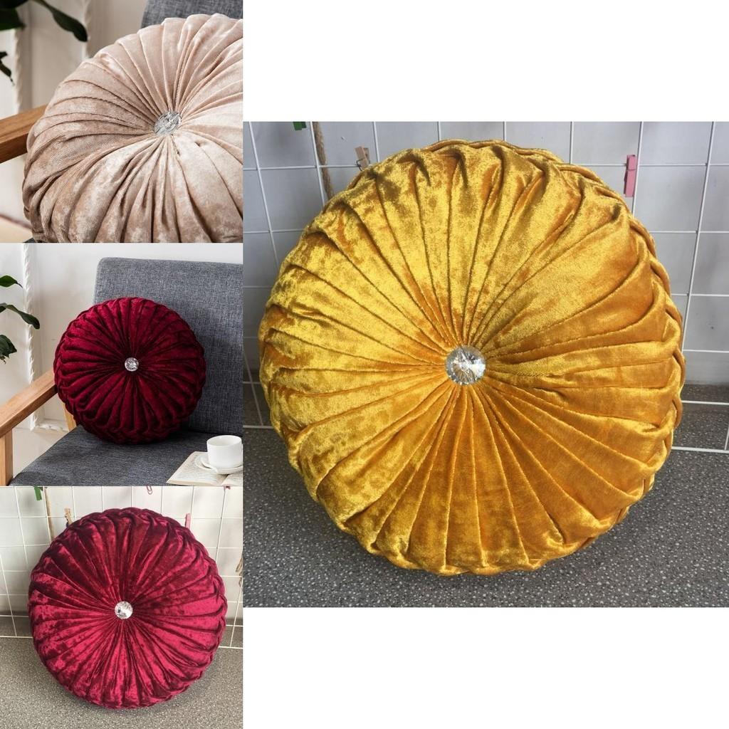 Luxurious Round Velvet Pumpkin Cushion With Charming Pleated Design And Soft Touch