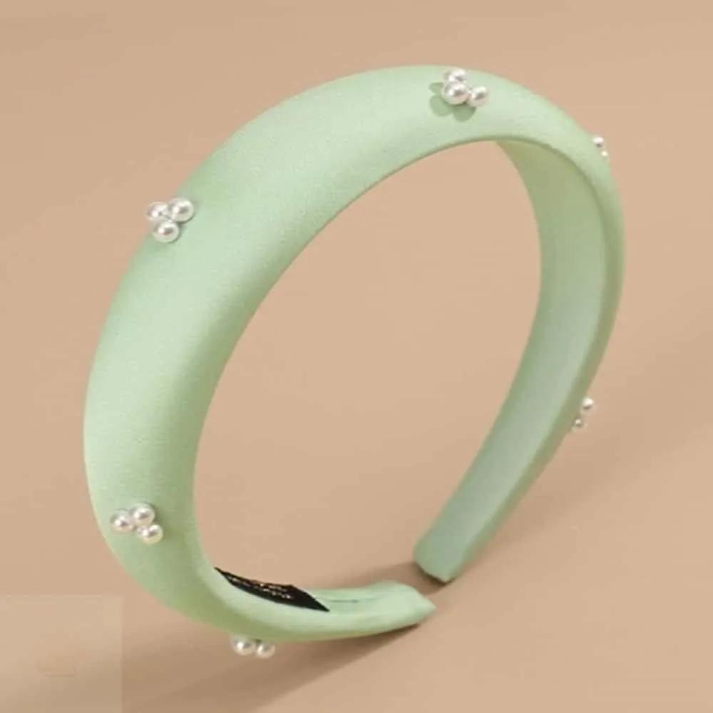 ASSHOP Mint Satin Pearl Volume Hairband Neat Hairstyle
