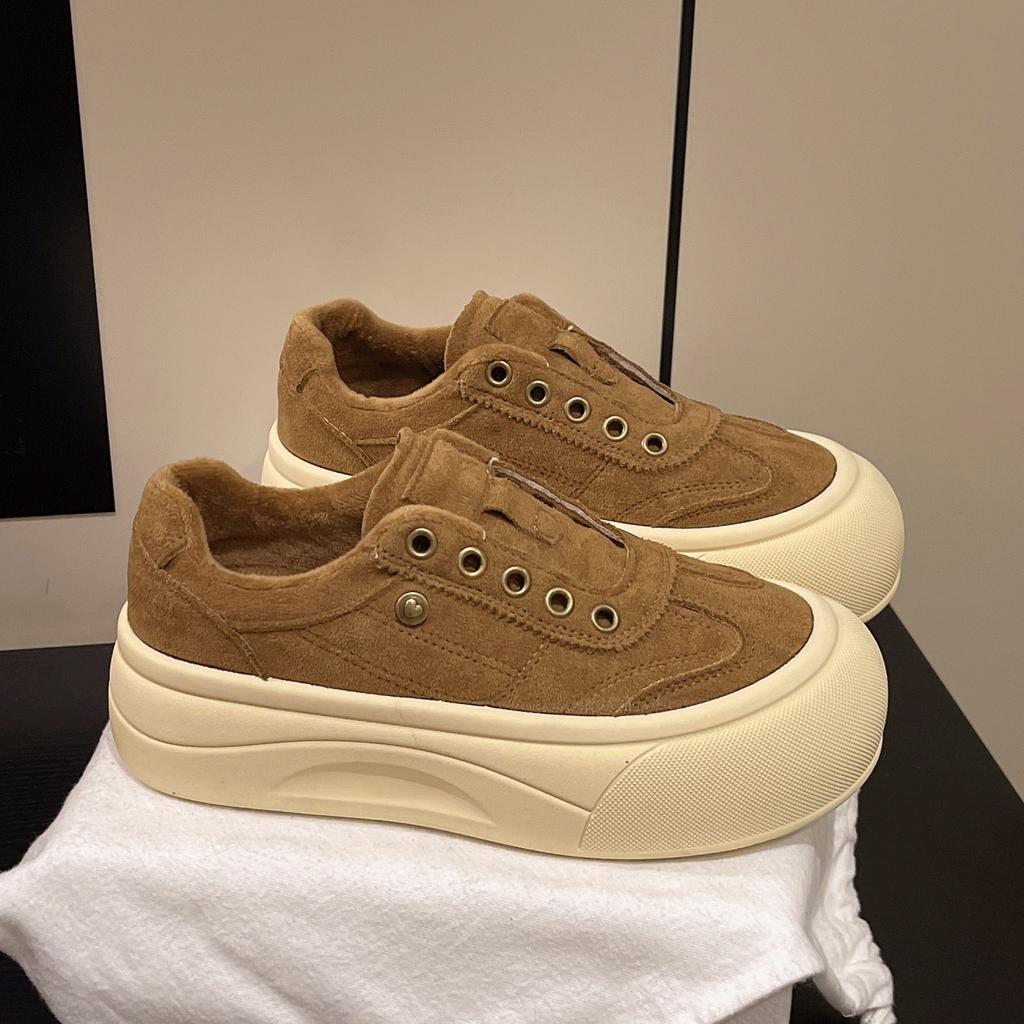 [Fanfna] Muffin thick-soled round head board shoes women's 2025 autumn new soft-soled comfortable lace-up casual sports shoes