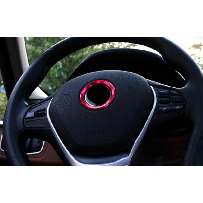 Red Aluminum Fit For BMW X1 E84 Car Steering Wheel 2010-15 Horn Ring Cover Panel