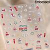 Gold Stamped Snowflake Stars White Christmas Tree Red Bowknot Cute 3D Nail Art Stickers Xmas Lovely Manicure Decals