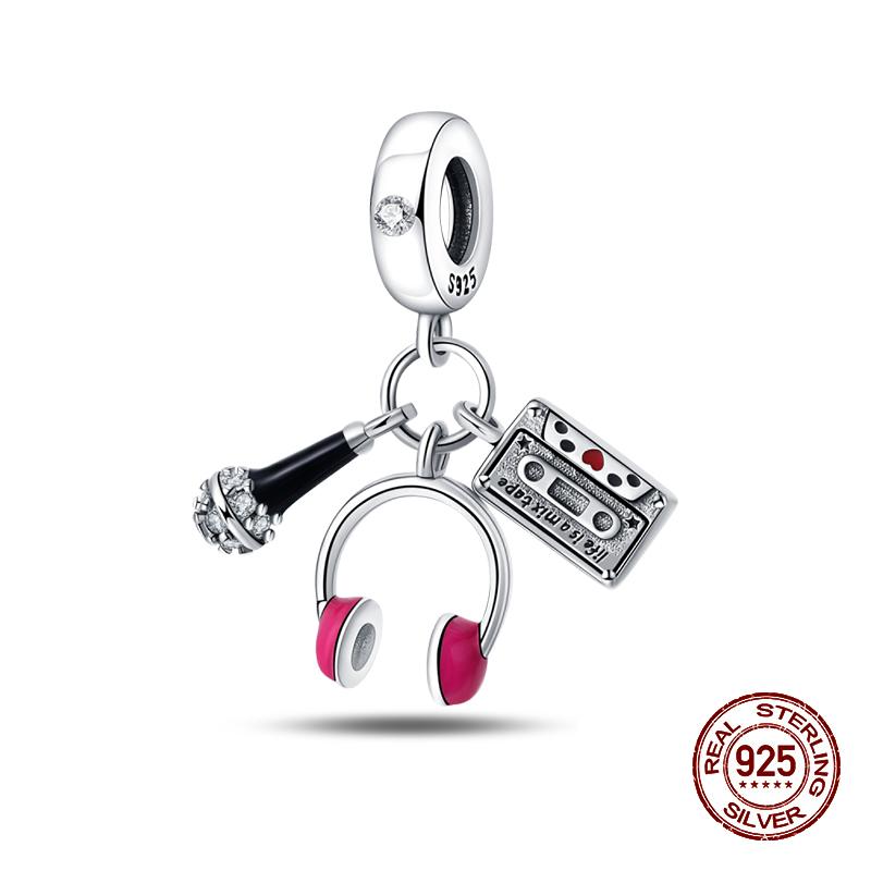 100% 925 Sterling Silver Guitar Musician Painter Doctor Career Charm Bead Fit 925 Original Bracelet DIY Souvenir Jewelry