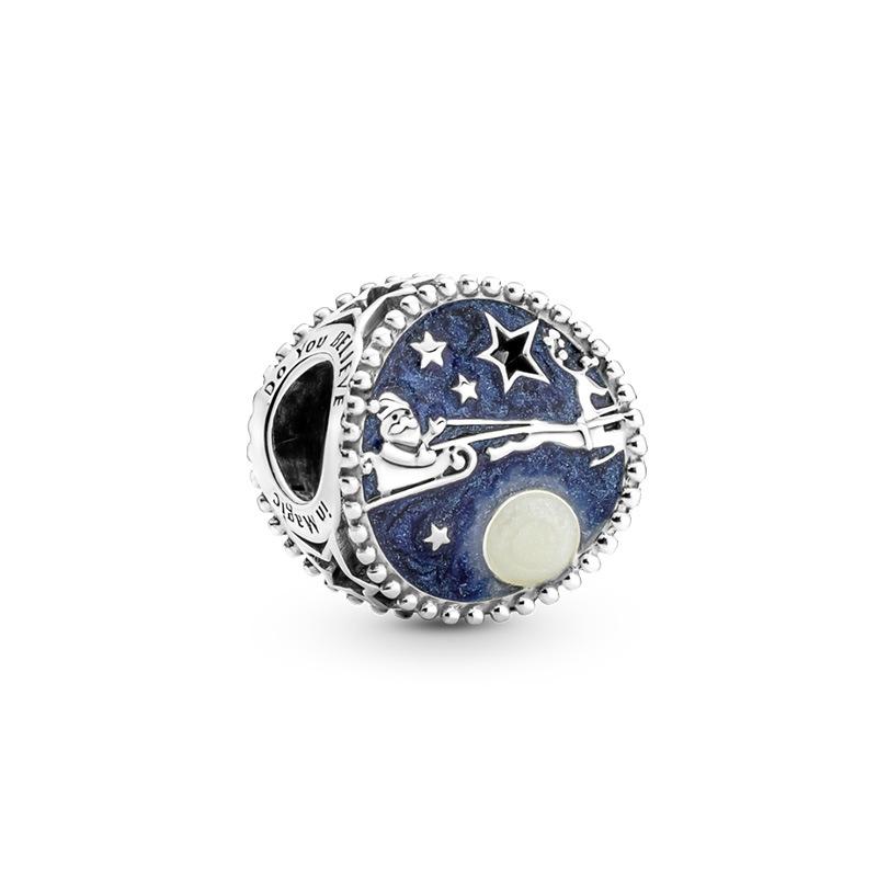 New 2024 925 Sterling Silver Plated Blue Pave Series Star Owl Butterfly Moon Pendant Diy Jewelry Bead Fit European Bracelet