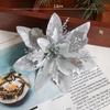 5pcs 14.5cm Glitter Artifical Christmas Flowers Mreey Christmas Tree Decoration Happy New Year Ornaments Xmas Fake Flowers Natal