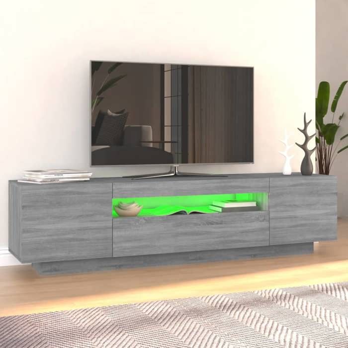 VidaXL Meuble TV avec lumières LED Sonoma gris 160x35x40 cm, meuble TV avec lumière LED, support tv, armoire média, meuble 815727