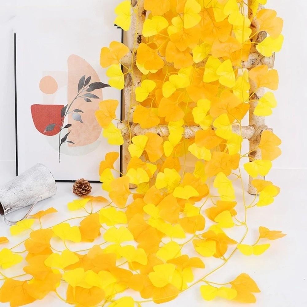 Waterproof Autumn Ginkgo Leaves Handmade Fake Ginkgo Vine Simulation Plant Vine  Home Decor