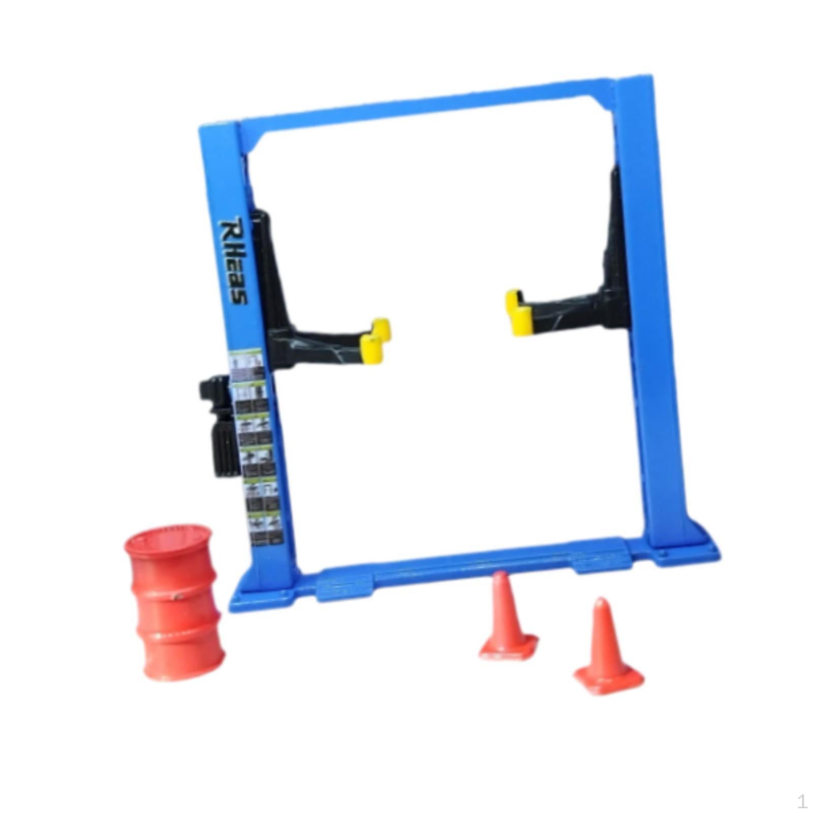 

Модель автомобільного гаража в масштабі 1/64 з підйомником, бочкою з маслом та елементами ремонтної рами Blue Car Lift